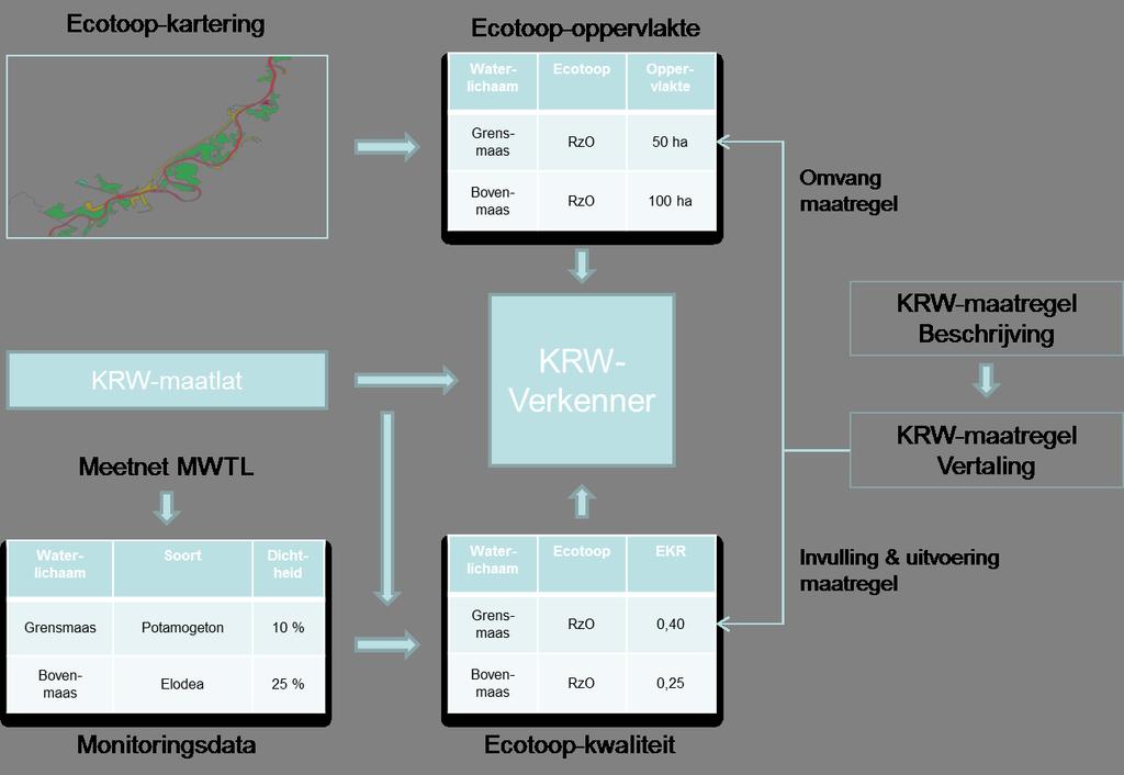 Figuur 2.1. Overzicht van de invoer voor de KRW-Verkenner voor het berekenen van de EKR-scores per waterlichaam.