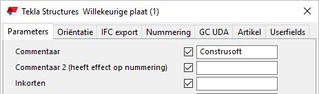 11. Gebruik hiervoor de parameters P4, P5 en P6. Pas deze parameters als volgt aan: P4 P5 P6 Deze parameter komt terug in het dialoogvenster van de component, met de tekst Type afwerking.