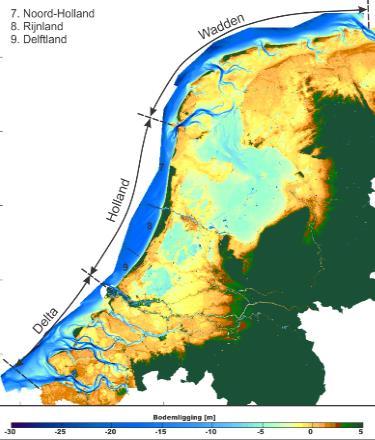 Deze 3 deelsystemen zijn: (1) de Zeeuwse delta tussen de Belgische grens en Hoek van Holland, (2) de gesloten Hollands Kust tussen Hoek van Holland en Callantsoog en (3) de Waddenkust.