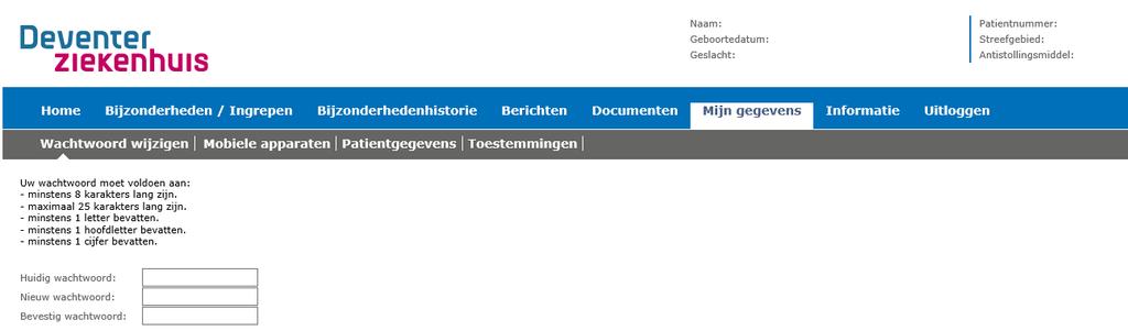 8.1 Wachtwoord wijzigen Indien gewenst kunt u hier uw Wachtwoord wijzigen. 8.2 Mobiele apparaten Indien u gebruik maakt van de Tropaz app staat hier uw toestel geregistreerd.