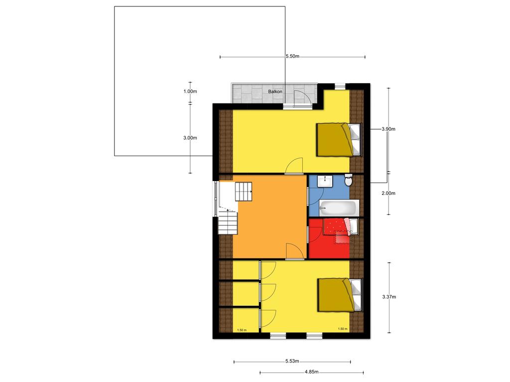 Plattegrond: Eerste verdieping 2D