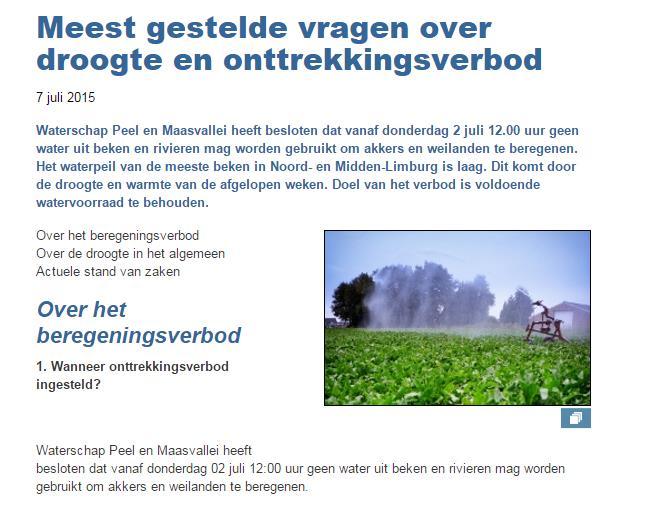 Verdorring of afsterving beplantingen Problemen met peilbeheer Verslechtering