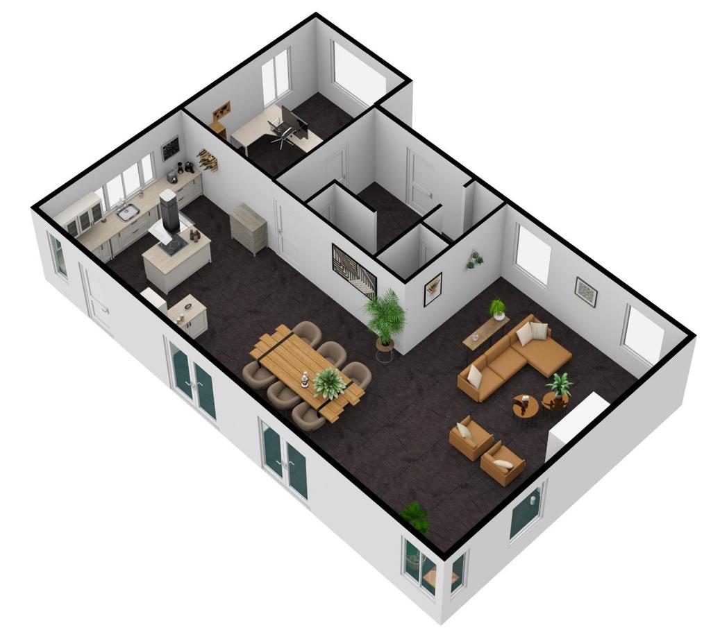 Plattegrond begane grond 3D Bovenstaande