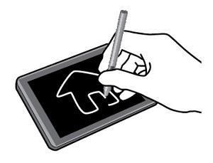 Tabletpen gebruiken (alleen bepaalde producten) U kunt met de pen direct op de tablet schrijven.