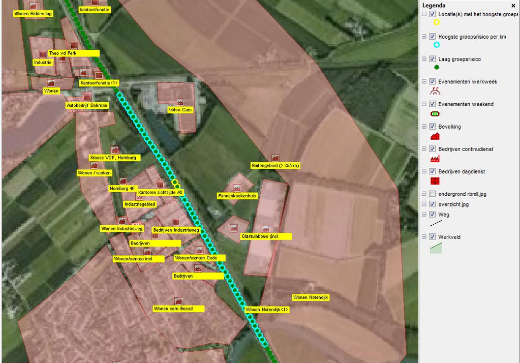 P2014.124-02 / 2 maart 2015 De locatie met het hoogste groepsrisico ligt ter hoogte van Industrieweg 20: Figuur 3.