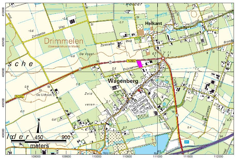 Afbeelding 1. Ligging van het plangebied(paars) op een topografische kaart. 4 2.2 Voorziene ontwikkeling Het is de bedoeling om ten noorden van het huidige bedrijfspand een kantoorgebouw te bouwen.