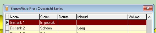 inlezen en de gegevens naar eigen inzien kunt bewerken. 10. Tank in gebruik, maar niet aan een Brouwsel gekoppeld.