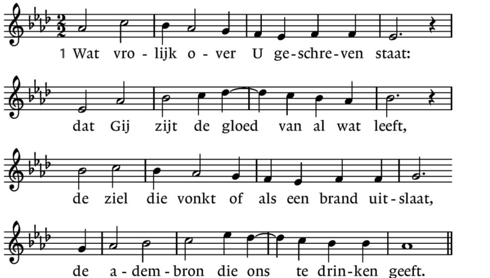 Samenzang uit Lied 324: 1, 2, 3 Verkondiging Wat vurig staat geschreven: dat Gij komt redden wat verloren is, dat woord, dat Gij het hart hebt, ogen, dat Gij hoort, Ik zal er zijn, zonsopgang, nieuw