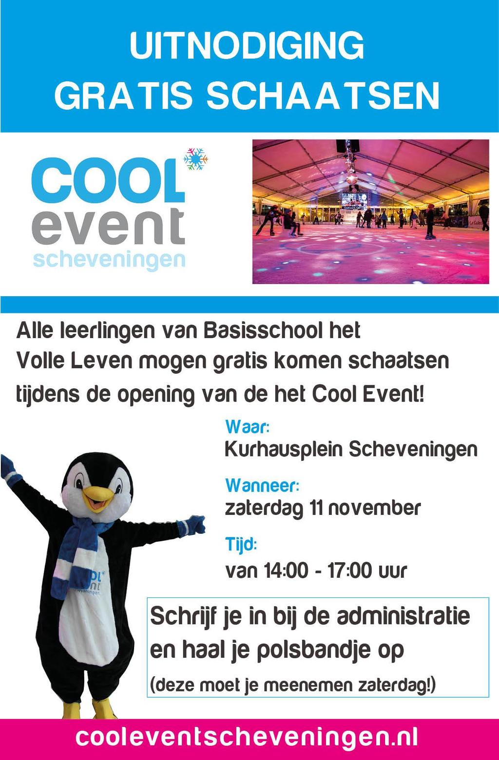 Gratis schaatsen Aanstaande zaterdag 11 november kan er gratis geschaatst worden op het Kurhausplein. Dit kan van 14.00-15.30 uur en van 15.30-17.