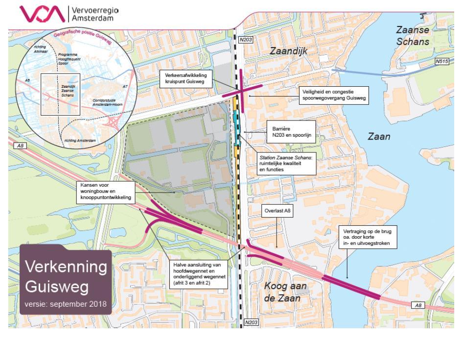 In 2018 zijn de mogelijkheden voor de herinrichting van het gebied rondom station Zaandijk Zaanse Schans verkend, inclusief het oplossen van de onveilige kruising van de Guisweg met het spoor en de