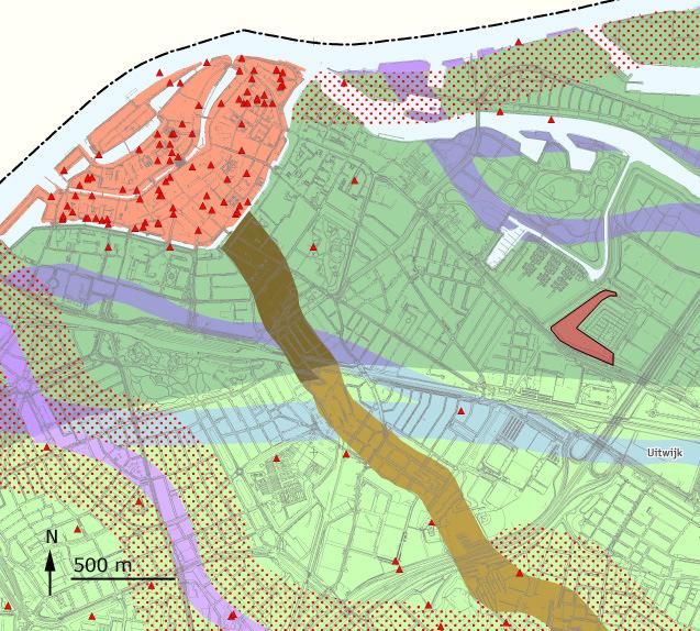 Nieuwe Noordpolderweg 1, Vlijpark, Dordrecht Ondergronds 108 Afb. 4. Het plangebied weergegeven op de archeologische verwachtingskaart (2009) van de gemeente Dordrecht (rood).
