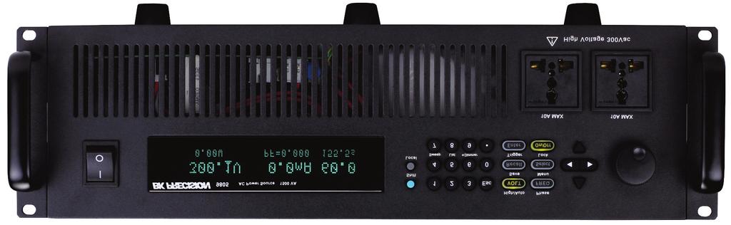 Front panel Model 9801 Bright VFD display shows Vrms, Irms, Ipeak, frequency, power