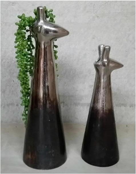 12 cm Vase/candle holder tin finish Giraffe