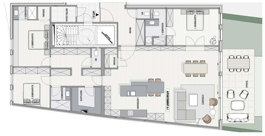 Appartement 0.1 OPTIE 4 GEHele gelijkvloers Deze plannen zijn louter indicatief. Ze zijn verboden te verdelen of te kopiëren.