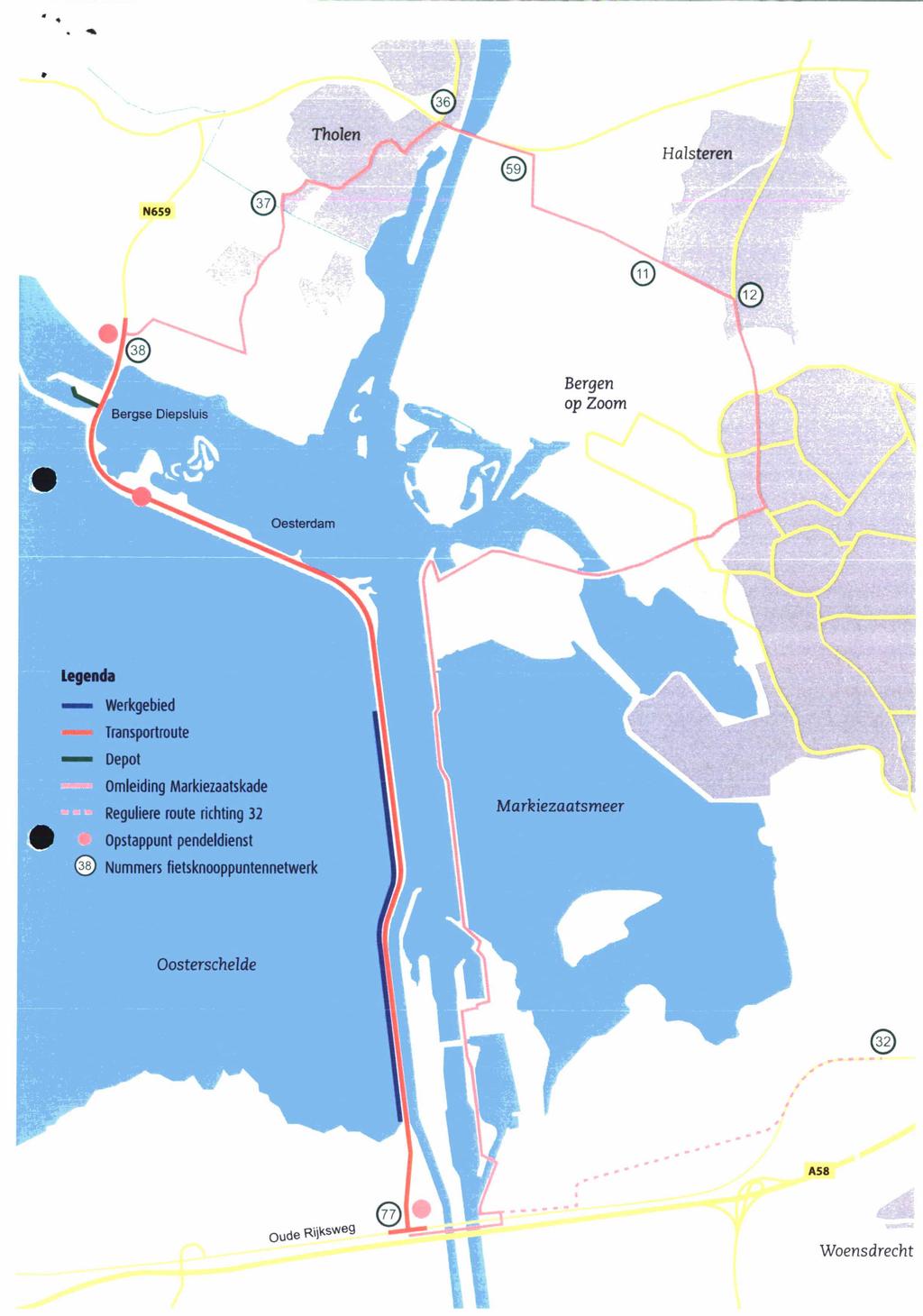 ., Bergen op Zoom legenda - Werkgebied Transportroute - Depot Omleiding Markiezaatskade Reguliere route