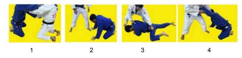 Artikel 10 - Overgang van Tachi-waza naar Ne-waza (A) en van Ne-waza naar Tachiwaza (B) Als beide atleten zich in een staande positie bevinden en niet in een van de volgende newaza-posities wordt dit