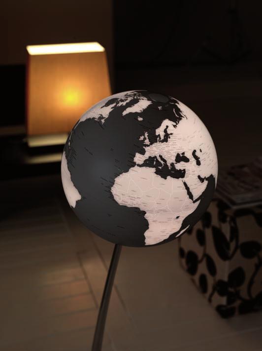 De globe heeft een wit / grijze kleur.