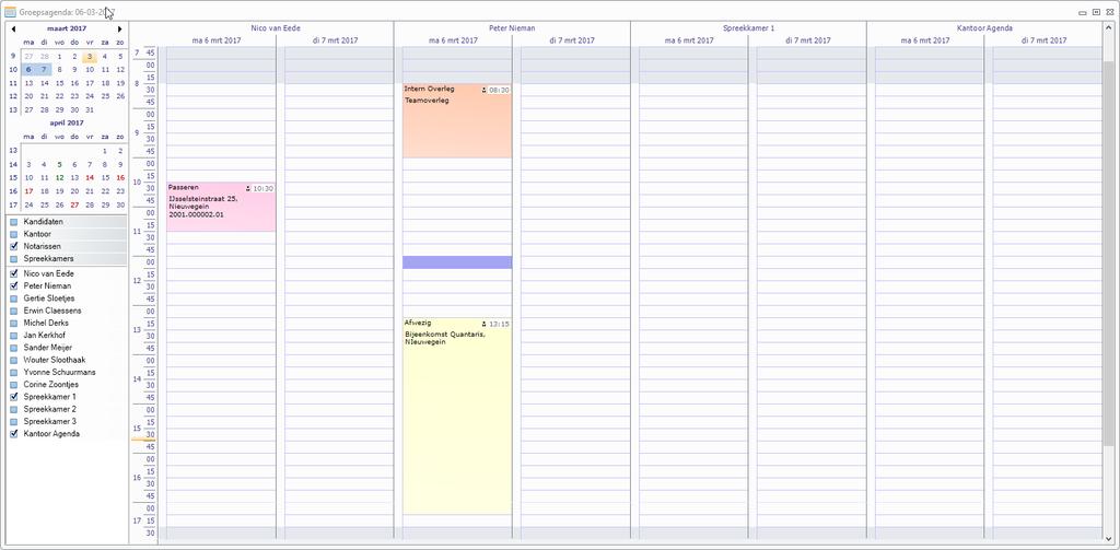 4 Meerdere dagen Door op één van de icoontjes rechts van de knop Kantoor te klikken is het mogelijk om in zowel de Persoonlijke als in de Groepsagenda meerdere dagen tegelijk in beeld te brengen: 2.