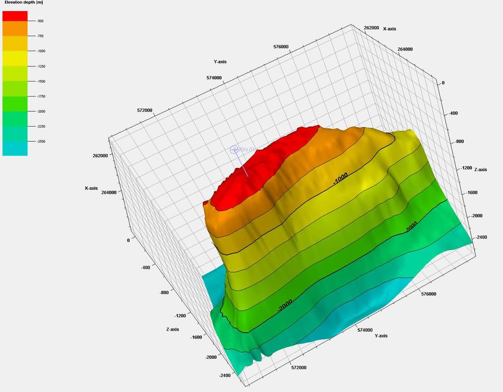 Winschoten: 3D model 3D weergave van de top van de structuur (top Zechstein Groep).