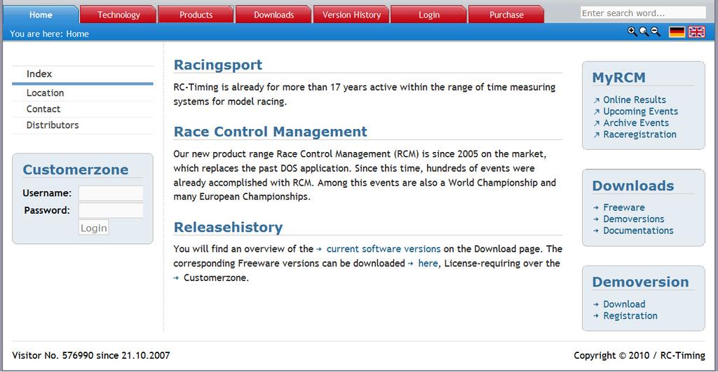 3. Klantenzone op www.rc-timing.ch. Toegang tot www.rc-timing.ch met uw internet browser.