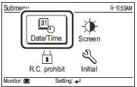 9. INSTELLING SUBMENU 9-1. Instelling submenu Volgende instellingen (geen werkingsmodi) kunnen hier gemaakt worden. Datum-/Tijdinstelling Datum en tijd kunnen ingesteld worden. Raadpleeg [9-3.