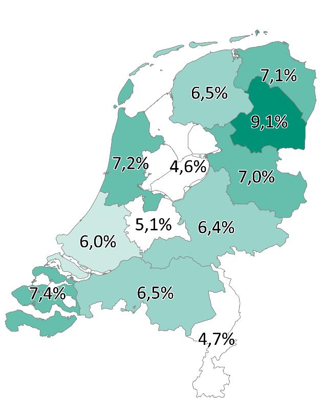 Regionale verschillen uitstroom Primair onderwijs In Zeeland is het aandeel dat in de zomer van 2019 met pensioen gaat het hoogst, dit is 2,5 procent van het aantal werkenden in het primair onderwijs.