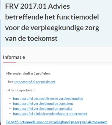 Functieprofielen Federale Raad Verpleegkunde FRV 2017.