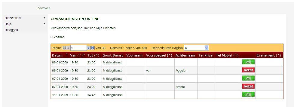 Om in te loggen vult u uw gebruikersnaam en wachtwoord in (deze krijgt u via school). Let op! U krijgt een gebruikersnaam en wachtwoord per leerling. U dient ook per leerling in te roosteren.