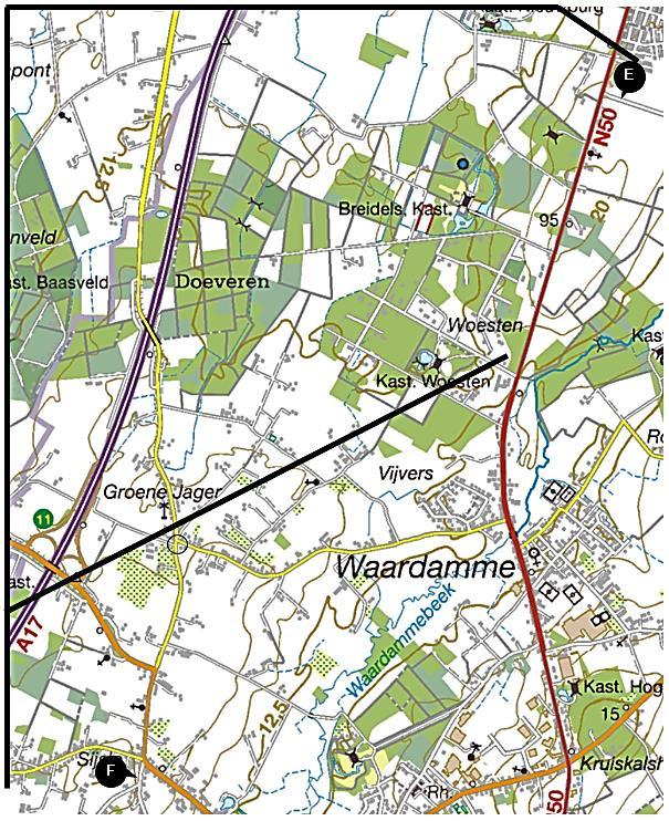 De route van pijl 1 naar pijl 2 & van pijl 2 naar pijl 3 leverde geen problemen op met controle T ten oosten van Kampveld aan de rand van het Kampveldbos (450 meter na