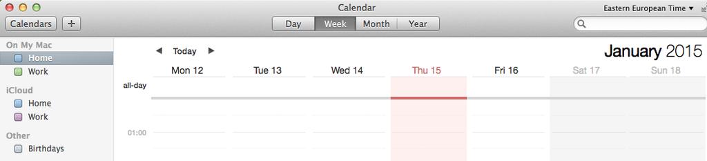 pictogram Calendar (agenda) in de werkbalk.