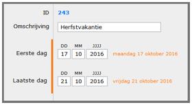 Het wekelijkse klokprogramma van de zones zal overbrugd worden en gedurende de ingestelde periode van het vakantiemoment op vorstbeveiliging werken.