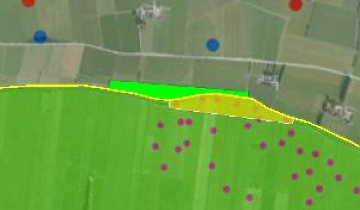 Het gaat hierbij om relatief laaggelegen, venige graslanden met hoge grondwaterstanden. De dichtheid van grutto s is 39 broedpaar op een oppervlakte van ongeveer 92 ha.