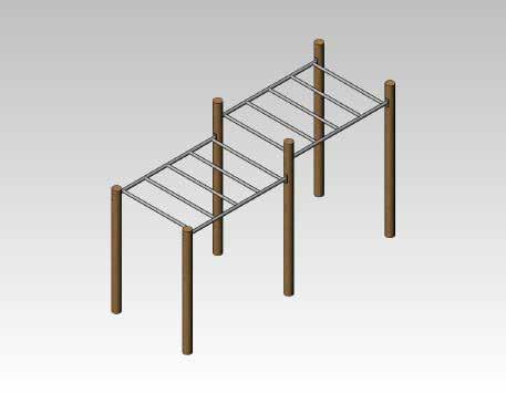 Dubbele horizontale ladder Dubbele horizontale ladder van 200 en 230cm hoog. Dubbele horizontale ladder zeer geschikt voor het trainen van de behendigheid.