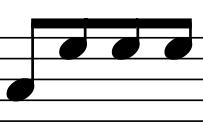 Met de ene stok op de andere Deze korte tikken worden aangegeven met noten in e, tussen de 4 e en 5 e lijn van de notenbalk (van onderaf).
