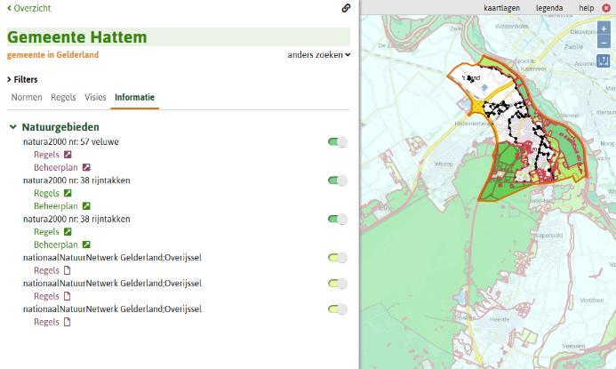 Er zijn twee soorten natuurgebieden te vinden onder de Informatie