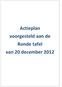 Actieplan voorgesteld aan de Ronde tafel van 20 december 2012