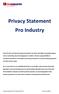 Privacy Statement Pro Industry