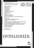 ONTHAALWEEK XXX. 2 Introductie / Introduction 4 Culturele activiteiten / Cultural activities 6 Artistieke werking / Artistic productions