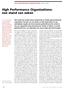 High Performance Organizations: een stand van zaken