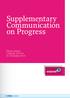 Supplementary Communication on Progress