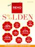 EXTRA KORTINGEN NIEUWE KEUKEN TOT -10% op SALONS TOT -10% op EETKAMERS. Meer solden en promoties in de toonzaal en op www.reno.be