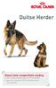 Duitse Herder. Royal Canin rasspecifieke voeding voor Duitse Herder pups tot 15 maanden voor de volwassen Duitse Herder vanaf 15 maanden
