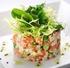 Salade van huisgerookte zalm Gemarineerde oosterse groenten met wakame, gember en een luchtige wasabi mayonaise 19,00