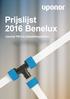 Prijslijst 2016 Benelux. Uponor PE-Xa installatiesysteem